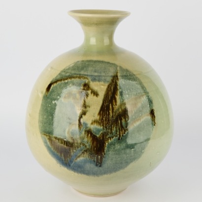 A Large Spherical Studio Pottery Vase Restored By Wrightway Studios