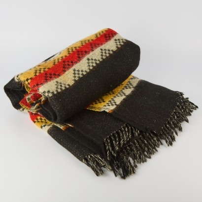 A Vintage Te Ariki Black Wool Travel Rug