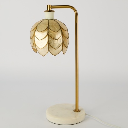 A Contemporary Table Lamp with vintage Capiz Shell shade