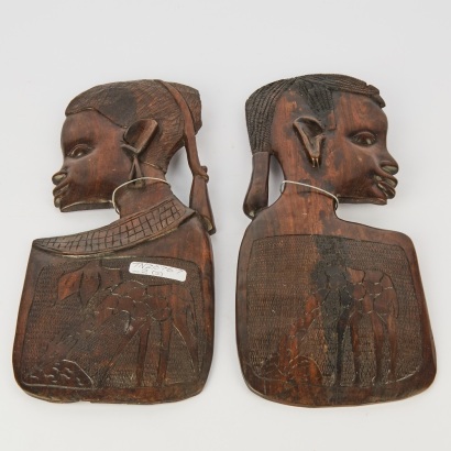 A Pair of 20 Century African Carved Wood Figures