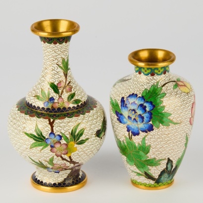 A Set of Two Chinese 20th Century Cloisonne Vases