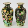 A Pair of Japanese 20th-Century Polychrome 'Bird and Flower' Vases