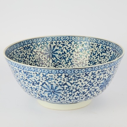A Chinese 20 Century Blue Enamelled Floral Large Bowl