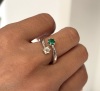 18ct White Gold, 0.28ct Emerald / 0.32ct Diamond Cross-over Dress Ring - 4