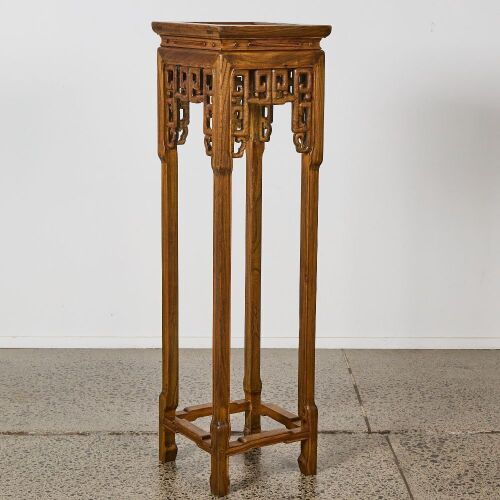 A Chinese Aged Carved Wooden Plant Stand