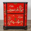 An Early 20th Century Chinese Red-Lacquered Cabinet with Inlaid Figures