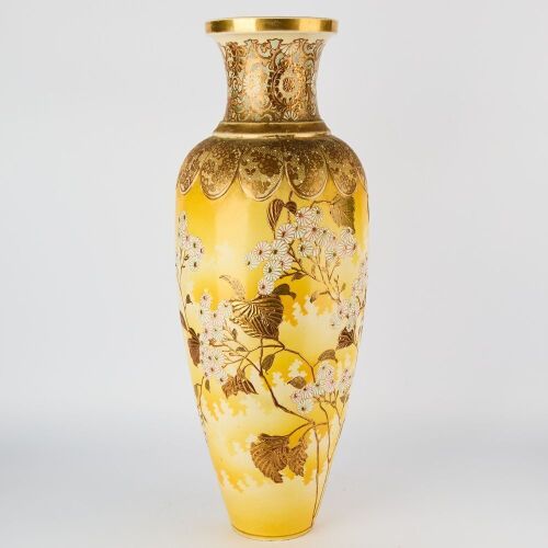 A Japanese 20th Century Satsuma Ware 'Cherry Blossom' Vase