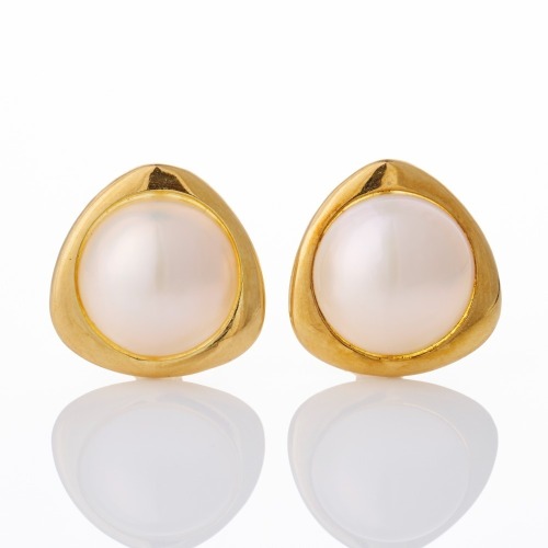 18ct Yellow Gold, 15.0mm Mabe Pearl Earrings