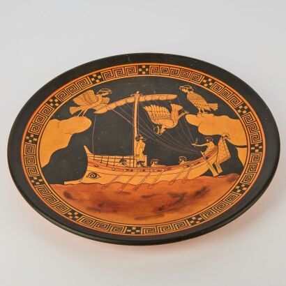 A Vintage Hand-Painted Plate of Odysseus and the Sirens