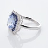 18ct White Gold, 3.60ct Sapphire / 0.19ct Diamond Halo Ring - As new - 2
