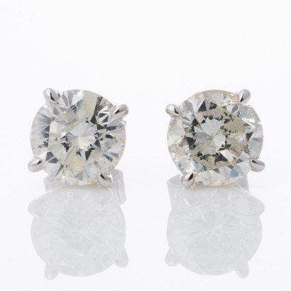 18ct White Gold, 2.17ct Diamond Stud Earrings - As new