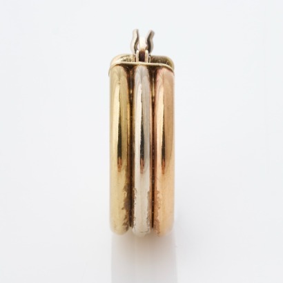 9ct Tri-Colour Gold, 20mm Hollow Single Hoop