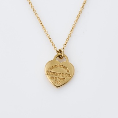 Tiffany & Co, Return to Tiffany&ordf; Mini Heart Tag, 18ct Yellow Gold Pendant with Box