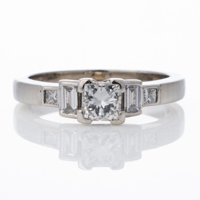Platinum, 0.82ct Diamond Five-Stone Ring, NZ Made