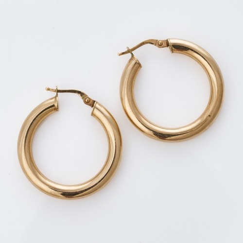 9ct Yellow Gold, Italian, 24.70mm Hollow Hoop Earrings