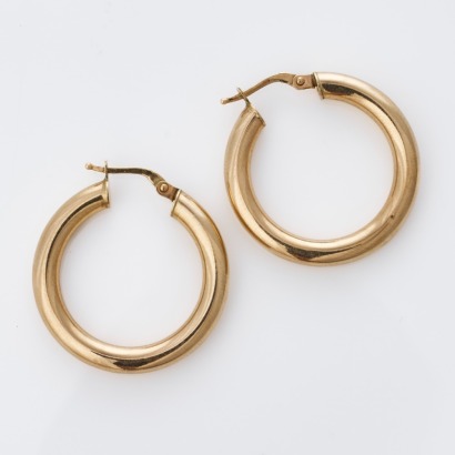 9ct Yellow Gold, Italian, 24.70mm Hollow Hoop Earrings