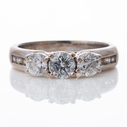 Michael Hill Jeweller, 18ct White Gold, 1.06ct Three Stone Diamond Ring