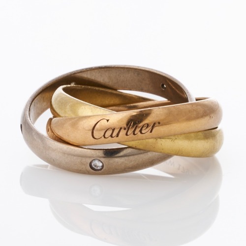 Cartier, 18ct Tri-Colour Gold, Diamond 'Trinity' Ring, Size 53, circa 2014