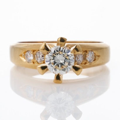 18ct Yellow Gold, Handmade, 0.73ct Diamond Solitaire Ring
