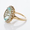 14ct Yellow Gold, 9.58ct Oval Aquamarine / 1.30ct Diamond Cluster Ring - 2