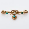 9ct Yellow Gold, Antique, Turquoise / Seed Pearl, Heart Bar Brooch