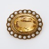 9ct Yellow Gold, Antique, 23.00ct Citrine / Seed Pearl Brooch / Pendant