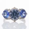 18ct White Gold, 8.77ct Sapphire / 0.31ct Diamond Triple Cluster Ring