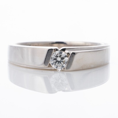 18ct White Gold, 0.15ct Diamond Solitaire Ring