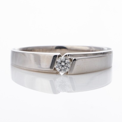 18ct White Gold, 0.13ct Diamond Solitaire Ring