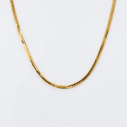 9ct Yellow Gold, 40cm Flat Curb Link Chain