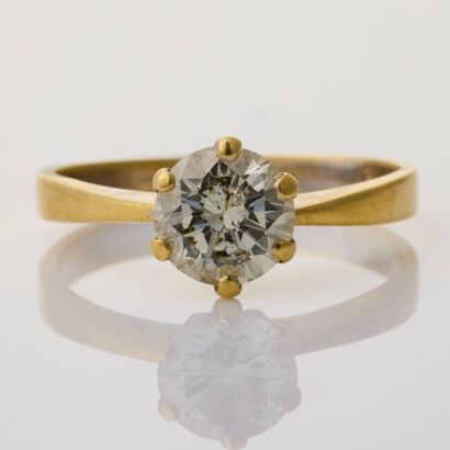 18ct Yellow Gold, 1.34ct Diamond Solitaire Ring