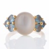 Pomellato, 18ct Yellow Gold, Moonstone / Aquamarine Luna Ring with Box