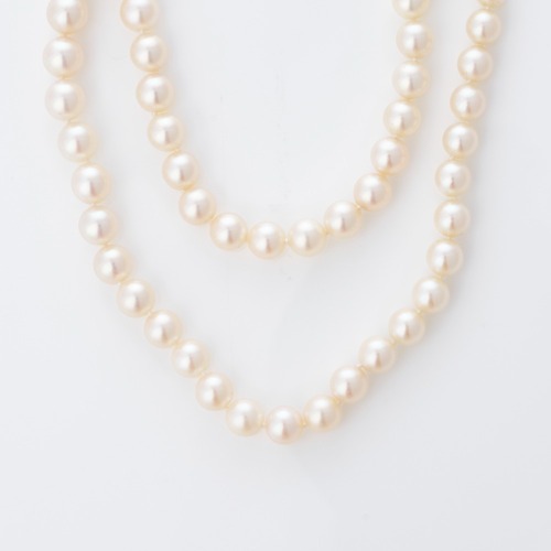 9ct White Gold, Double Strand Pearl / 2.02ct Sapphire / 1.12ct Diamond Necklace
