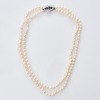 9ct White Gold, Double Strand Pearl / 2.02ct Sapphire / 1.12ct Diamond Necklace - 2