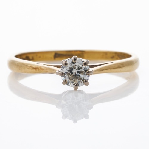 18ct Yellow Gold, 0.29ct Diamond Solitaire Ring