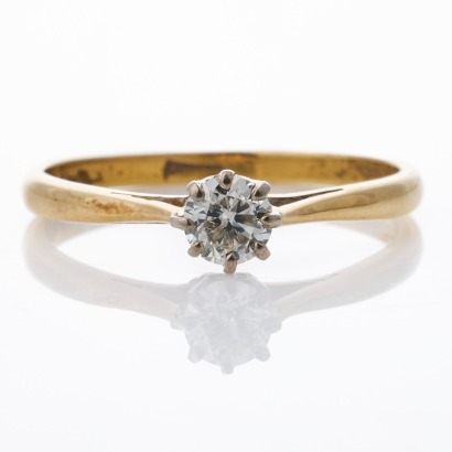 18ct Yellow Gold, 0.29ct Diamond Solitaire Ring