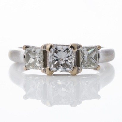 18ct White Gold, 1.15ct Diamond Three Stone Ring