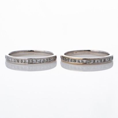 18ct White Gold, 0.50ct Diamond Pair of Bands