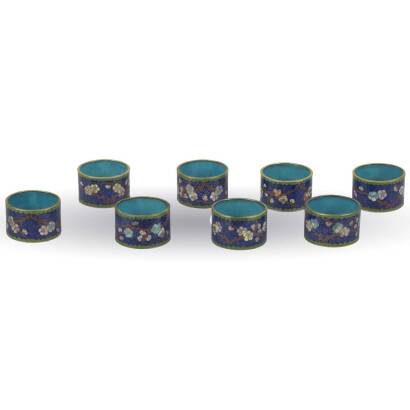 A Set of Eight Chinese Cloisonne Napkin Rings