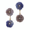 18ct Yellow Gold, Carved Sapphire / 0.08ct Diamond Drop Earrings