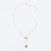 10ct Yellow Gold, Edwardian Style, Sapphire / Seed Pearl Pendant on 45cm Cable Link Necklace - 2