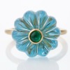 14ct Yellow Gold, Spanish Made, Carved Topaz / Emerald Ring