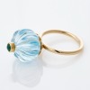 14ct Yellow Gold, Spanish Made, Carved Topaz / Emerald Ring - 2