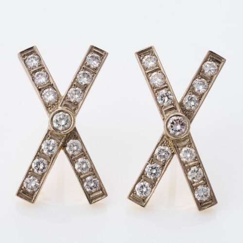 18ct Yellow Gold, 0.75ct Diamond 'X' Earrings