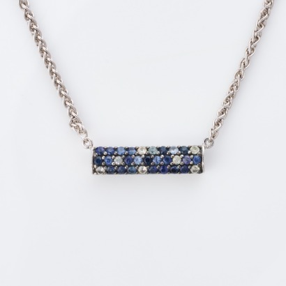 Effy, Sterling Silver, Sapphire on 44cm Foxtail Link Chain