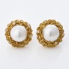 18ct Yellow Gold, 14mm Mab&eacute; Pearl / 0.30ct Diamond Earrings