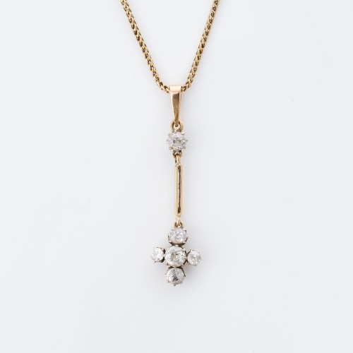 15ct Yellow Gold, Early 20th Century, 0.90ct Diamond Pendant