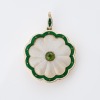 15ct Yellow Gold, Mother-of-Pearl / Enamel Flower Pendant