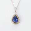 18ct Yellow Gold / Platinum, 2.33ct Sapphire / 0.21ct Diamond Cluster Pendant on 50cm Trace Chain