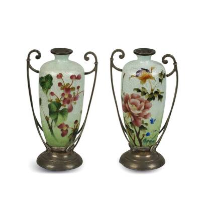 A Pair of Late-Meiji Period Japanese Floral Cloisonne Vases C. 1908